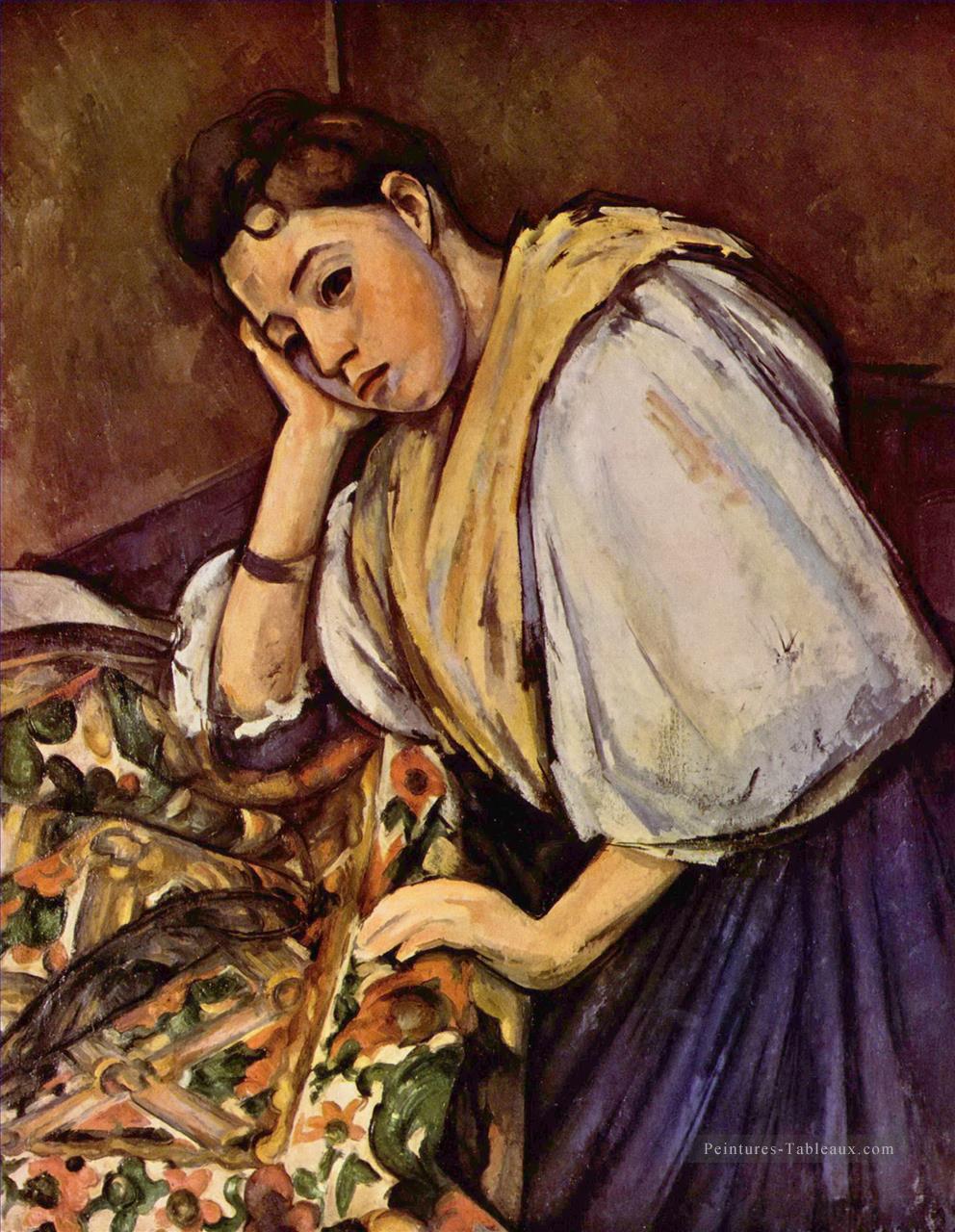 Jeune fille italienne reposant sur son coude Paul Cézanne Peintures à l'huile